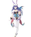  animal_ears bangs blue_choker blue_eyes blue_hair blue_leotard breasts bunny_ears choker cleavage easter easter_egg egg fire_emblem fire_emblem:_kakusei fire_emblem_heroes frilled_choker frills full_body gloves high_heels highres holding leg_up leotard long_hair lucina puffy_sleeves short_sleeves small_breasts solo tomioka_jirou transparent_background 