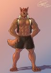  abs anthro canine fur husky_(artist) koreanhusky male mammal muscular muscular_male nipples pecs 
