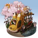  angry animal_ears bird bird_tail bird_wings blue_sky blush bus bush cherry_blossoms common_raccoon_(kemono_friends) driving eurasian_eagle_owl_(kemono_friends) fennec_(kemono_friends) food fox_ears fox_tail golden_snub-nosed_monkey_(kemono_friends) grass ground_vehicle head_wings hippopotamus_ears hirai_yukio holding holding_staff japanese_crested_ibis_(kemono_friends) japari_bun japari_bus juggling kaban_(kemono_friends) kemono_friends lucky_beast_(kemono_friends) monkey_ears motor_vehicle multiple_girls music nature northern_white-faced_owl_(kemono_friends) open_mouth otter_ears outdoors partially_submerged raccoon_ears river serval_(kemono_friends) serval_ears serval_print serval_tail signpost singing sky small-clawed_otter_(kemono_friends) smile sparrow staff tail tree watching water wings 