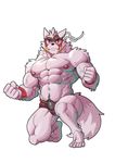  2017 abs anthro big_muscles canine clothing fur husky_(artist) koreanhusky male mammal mask muscular muscular_male nipples pecs simple_background underwear wolf wristband 