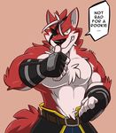  anthro black_nose canine clothed clothing eye_patch eyewear fur hikazedragon male mammal muscular rex_(takemoto_arashi) solo wolf 