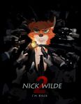  2017 angry black_fur black_nose blood canine clothing collar crossover disney english_text fox fur green_eyes group gun handgun human inner_ear_fluff john_wick lagomorph looking_at_viewer mammal necktie nick_wilde orange_fur parody poster ranged_weapon scratch solo_focus suit text weapon white_fur zootopia 赫卡huka 