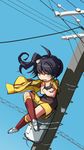  araragi_karen black_eyes black_hair comcom fried_egg highres jacket long_hair monogatari_(series) nisemonogatari side_ponytail solo track_jacket 