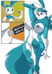  2017 alpha_channel alternate_species big_breasts black_eyes blue_body blue_fur breasts canine crossover digimon english_text fox fur huge_breasts jenny_wakeman machine mammal my_life_as_a_teenage_robot navel raised_arm raised_leg renamon robot signature simple_background text transparent_background usb_drive white_body yawg 
