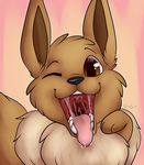  brown_eyes brown_fur drooling eevee fur mouth_shot nintendo pok&eacute;mon rainypaws saliva tongue video_games 