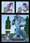  2017 bobthedalek comic crystal dialogue dragon duo english_text equine female feral friendship_is_magic hair hi_res horn male mammal multicolored_hair my_little_pony outside sculpture sky spike_(mlp) starlight_glimmer_(mlp) statue text tree two_tone_hair unicorn 