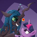  &lt;3 2017 changeling crown deusexequus duo equine eye_contact female feral friendship_is_magic green_eyes grin hair horn mammal multicolored_hair my_little_pony purple_eyes queen_chrysalis_(mlp) smile twilight_sparkle_(mlp) unicorn 
