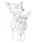  2017 canine clothed clothing disney eyewear fennec finnick fox fur greyscale holding_(disambiguation) male mammal monochrome necktie nick_wilde oibib shirt sketch sunglasses unimpressed zootopia 