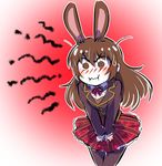  angry animal_ears aura brown_eyes brown_hair bunny_ears commentary embarrassed iesupa pantyhose pout rwby school_uniform skirt skirt_tug velvet_scarlatina 