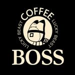  boss_coffee coffee commentary english kashinoki_(koaaski) kemono_friends logo lucky_beast_(kemono_friends) monochrome parody solo tail text_focus 