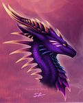  dragon headshot horn purple_scales scales selianth solo spines 