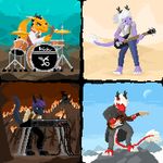  2017 animated anthro bass clothing desert digital_media_(artwork) dragon drum eastern_dragon female fire floyd_hendrix giik guitar heart_a._chicago male mountain musical_instrument piano pixel_(artwork) river scalie styx_y._renegade tarkus_queen western_dragon 