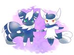  1boy 1girl artist_request brown_eyes furry meowsitc pokemon teal_eyes 