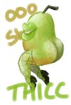  2017 ambiguous_gender big_lips butt clothed clothing english_text food footwear fruit high_heels humor joke leggings legwear lips nightmare_fuel not_furry partially_clothed pear shoes text thick_thighs 