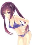  :/ absurdres bra breasts cleavage closed_mouth collarbone eyebrows_visible_through_hair from_side gochuumon_wa_usagi_desu_ka? hair_between_eyes highres leaning_forward long_hair looking_at_viewer medium_breasts nanakusa_amane navel panties purple_bra purple_eyes purple_hair purple_panties simple_background solo strap_gap tedeza_rize twintails underwear undressing very_long_hair 