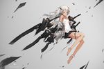  anklet bare_shoulders barefoot flat_chest headgear jewelry legs long_hair looking_at_viewer md5_mismatch mecha miniskirt neco original pleated_skirt revision skirt sleeveless solo white_hair 