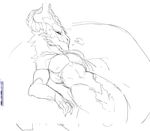  anthro breath dragon horn male monochrome muscular naga nipples nox_(artist) nude reptile scalie sketch snake solo 