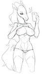  anthro breasts clothing equine female flashing horse looking_at_viewer mammal monochrome nipples nox_(artist) panties phone sketch solo standing underwear 