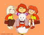  animated_skeleton asriel_dreemurr bone boss_monster caprine chara_(undertale) child english_text eyes_closed falmakez fangs fur goat group human lifting long_ears mammal papyrus_(undertale) protagonist_(undertale) red_eyes simple_background skeleton smile text undead undertale video_games white_fur young 