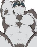  abs blush canine colored eehige horkeukamui looking_at_viewer male mammal muscular nude pecs simple_background solo tokyo_afterschool_summoners white_background wolf 