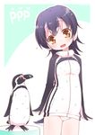  :d animal arms_at_sides bird bird_tail black_hair black_jacket blue_background blush border brown_eyes cameltoe cowboy_shot dot_nose eye_contact eyebrows_visible_through_hair eyelashes grape-kun groin head_tilt headphones heart humboldt_penguin humboldt_penguin_(kemono_friends) jacket kemono_friends long_sleeves looking_at_another looking_down looking_to_the_side looking_up multicolored multicolored_background multicolored_clothes multicolored_hair multicolored_jacket muu_rian open_mouth outline panties penguin pink_hair shiny shiny_clothes shiny_hair shiny_skin short_hair smile tail tareme turtleneck two-tone_background underwear white_background white_border white_hair white_jacket white_outline white_panties zipper zipper_pull_tab 