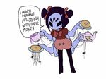  arachnid arthropod black_eyes doughnut english_text female food hair mnmix muffet multi_eye multi_limb purple_hair solo spider text undertale video_games 