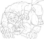  anal anthro blush canine cum demon male male/male mammal monochrome muscular nude orgasm simple_background urakata5x white_background 