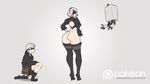  1girl android animated animated_gif artist_request ass ass_shake black_hairband black_legwear blindfold feather-trimmed_sleeves gloves hairband heart high_heel_boots high_heels hips huge_ass leotard nier nier_(series) nier_automata pod_(nier_automata) thick_thighs thigh_boots thighhighs thighs yorha_no._2_type_b yorha_no._9_type_s 