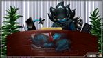  balls barbed_penis dark_violet feral luxray male nintendo office penis pok&eacute;mon presenting public solo video_games x-ray 