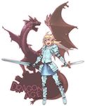  armor blonde_hair dragon dragon_age dual_wielding full_body g-room_honten grey_warden holding long_hair sword weapon 