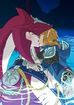  2boys blush couple french_kiss kiss link partially_submerged sidon the_legend_of_zelda the_legend_of_zelda:_breath_of_the_wild water yaoi 