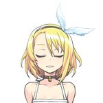  bell blonde_hair chan_co choker closed_eyes feathers hair_feathers hairband kagamine_rin last_night_good_night_(vocaloid) short_hair solo upper_body vocaloid 