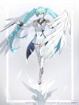  1girl aiguillette aqua_eyes aqua_hair artist_name blonde_hair boots closed_mouth commentary_request company_name conductor_baton copyright_notice cropped_jacket dress english_text epaulettes falling_feathers feathers floating_hair full_body gloves gundam gundam_wing gundam_wing:_endless_waltz hair_ornament half_mask hatsune_miku highres holding_baton inset_border instrument jacket long_sleeves looking_at_viewer mask mechanical_wings multicolored_hair neco official_art outstretched_arms pleated_dress smile solo streaked_hair sword thigh_boots twintails violin vocaloid weapon web_address white_boots white_dress white_gloves white_jacket white_wings wing_gundam_zero_custom wings 