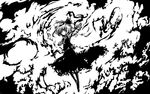  acryl bad_id bad_pixiv_id darkness greyscale hair_ribbon monochrome outstretched_arms ribbon rumia short_hair solo spread_arms touhou 