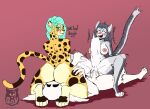 4_toes 5_fingers abdominal_bulge absurd_res anthro anthro_on_anthro anthro_penetrated anthro_penetrating anthro_penetrating_anthro batartcave black_eyebrows black_nose black_pawpads blush breasts brown_eyes butt canid canine canis domestic_cat domestic_dog eyebrows facesitting feet felid feline felis female female_facesitting_male female_penetrated fingers fur green_eyes grey_body grey_fur grey_hair group hair hi_res inner_ear_fluff jade_(batartcave) leopard male male/female male_penetrating male_penetrating_female mammal nipples open_mouth pantherine pawpads penetration penis_shaped_bulge pink_background pink_nipples pink_tongue sex simple_background sitting_on_another spots tail tan_body tan_fur tan_inner_ear_fluff teal_eyebrows teeth text thick_thighs titfuck_through_body toes tongue trio tuft url watermark white_body white_fur white_inner_ear_fluff wide_hips
