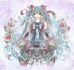  blue_hair christmas flower hair_flower hair_ornament hatsune_miku long_hair ras0331 solo twintails vocaloid wreath 