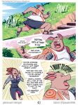 anthro arm_tattoo athletic athletic_wear basil_(mikrogoat) bottomwear clock clothing comic dialogue domestic_pig duo english_text exercise female hi_res lagomorph leporid male male/female mammal mikrogoat overweight overweight_male rabbit ruby_(mikrogoat) running shirt shorthair shorts stairs suid suine sus_(pig) tank_top tattoo text topwear training url watch