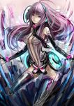  bad_id bad_pixiv_id blue_eyes cosplay elbow_gloves fingerless_gloves gloves hanus hatsune_miku hatsune_miku_(append) hatsune_miku_(cosplay) highres long_hair megurine_luka megurine_luka_(append) pink_hair smile solo thighhighs vocaloid vocaloid_append 