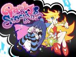  chuck_(psg) dress highres multiple_girls panty_&amp;_stocking_with_garterbelt panty_(psg) piromizu red_dress stocking_(psg) striped striped_legwear thighhighs 