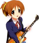  brown_eyes brown_hair guitar highres hirasawa_ui instrument k-on! oyu_no_kaori ponytail school_uniform short_hair solo transparent_background 