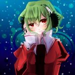  alternate_costume earmuffs efushi green_hair kazami_yuuka red_eyes snow solo touhou 