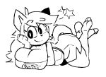 2024 anthro arm_support big_breasts bottomwear breasts bulging_breasts butt buxy cleavage clothed clothing digital_drawing_(artwork) digital_media_(artwork) domestic_cat feet_up felid feline felis female female_anthro fingers full-length_portrait hair kitkat_(buxy) leaning_on_elbow mammal monochrome mouth_closed portrait simple_background sketch smile solo star tail topwear white_background