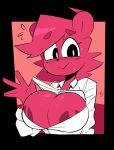 2024 5_fingers absurd_res anthro areola areola_slip big_breasts bodily_fluids breasts bust_portrait buxy clothed clothing clothing_lift digital_drawing_(artwork) digital_media_(artwork) eyebrows female female_anthro fingers front_view fur hair hi_res huge_breasts mammal mouth_closed nano_(buxy) pink_body pink_ears pink_eyebrows pink_fur pink_hair portrait rodent round_ears sciurid shirt shirt_lift solo sweat topwear tree_squirrel white_clothing white_shirt white_topwear