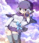  bad_id bad_pixiv_id bracelet cloud garters hood jewelry kumoi_ichirin lavender_hair mogiki_hayami purple_eyes ribbon shirt sleeves_past_wrists solo taut_clothes taut_shirt thighhighs touhou zettai_ryouiki 