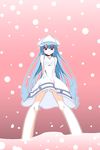  blue_hair dress from_below ikamusume perspective shinryaku!_ikamusume snow solo tanabe_kyou 