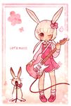  animal_ears bow bunny bunny_ears guitar instrument long_hair music original shinryou_rei solo 