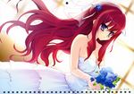  1girl artist_name character_name dress flower kusakabe_misuzu long_hair red_hair sacchi solo very_long_hair wedding_dress 
