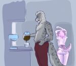 2023 age_difference anthro appliance beverage bulge butt canid canine clothing coffee coffee_maker coffee_mug countershade_butt countershading duo english_text felid female fox grey_body grey_hair hair hi_res katzenkompf kitchen_appliance looking_away male mammal older_male pantherine panties pink_hair raised_arm raised_tail rear_view shirt shirtless_male side_view simple_background snow_leopard spots standing stepdaughter_(lore) stepfather_(lore) stepfather_and_stepchild_(lore) stepfather_and_stepdaughter_(lore) stepparent_(lore) stepparent_and_stepchild_(lore) stepparent_and_stepdaughter_(lore) stretching tail text thick_tail thick_thighs topwear underwear vix_(viixenpiixen)
