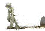 ambiguous_gender anthro biped bodily_fluids canid canine canis carved_stone decaying digital_media_(artwork) domestic_dog drooling earth english_text fur green_body green_drool handwritten_text hi_res loose_hair lovemeow mammal mud obscured_eyes planet saliva shedding simple_background slim solo standing tail text tombstone undead white_background white_body white_fur zombie