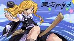  bad_id bad_pixiv_id blonde_hair braid broom broom_riding geppewi hat hat_removed headwear_removed highres kirisame_marisa mini-hakkero solo touhou witch witch_hat yellow_eyes 